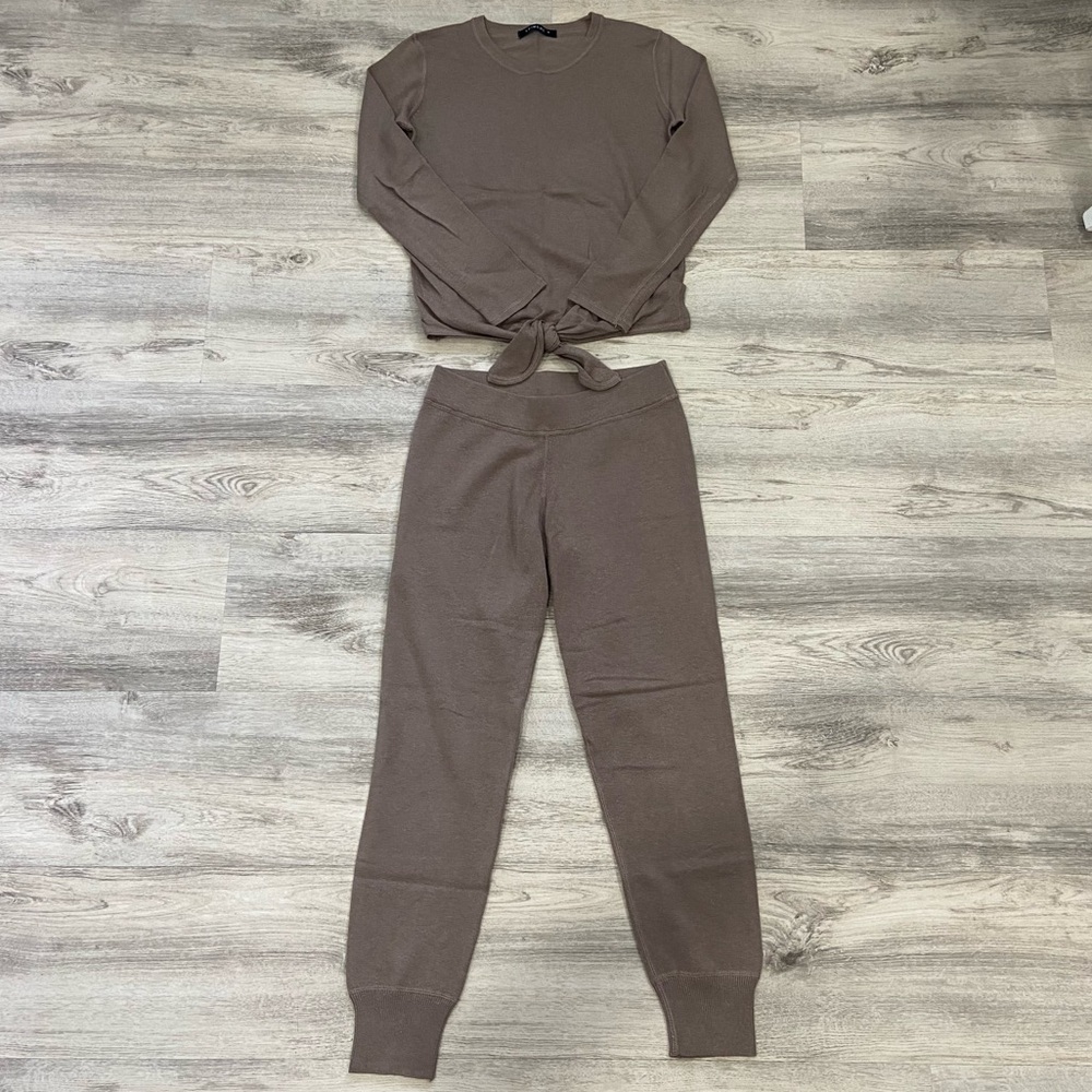 Leimere Brown Long Sleeve 2 Piece Loungewear Set